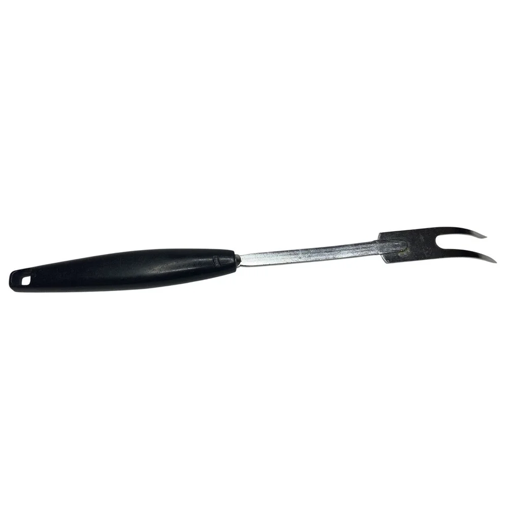 Vintage Foley USA Chrome Plated Meat Carving Fork Black Handle 10.5‎ Inch